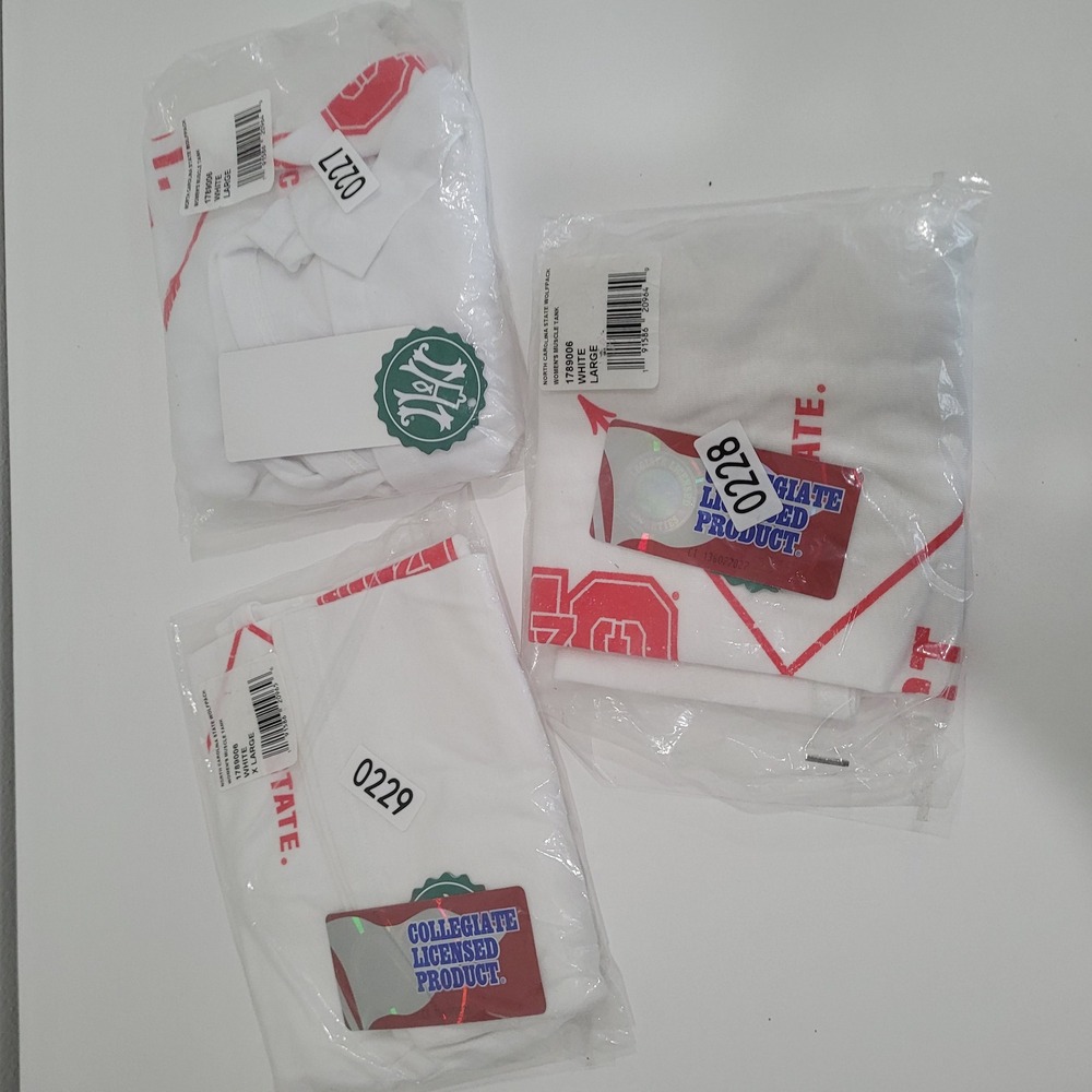 Lot‎ 3 NC State Wolfpack Womens Muscle Tank Tops White Red Large XL New NWT